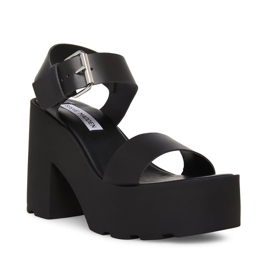 Sandalias de Plataforma Steve Madden Vesta Cuero Mujer Negras | ES GK9863